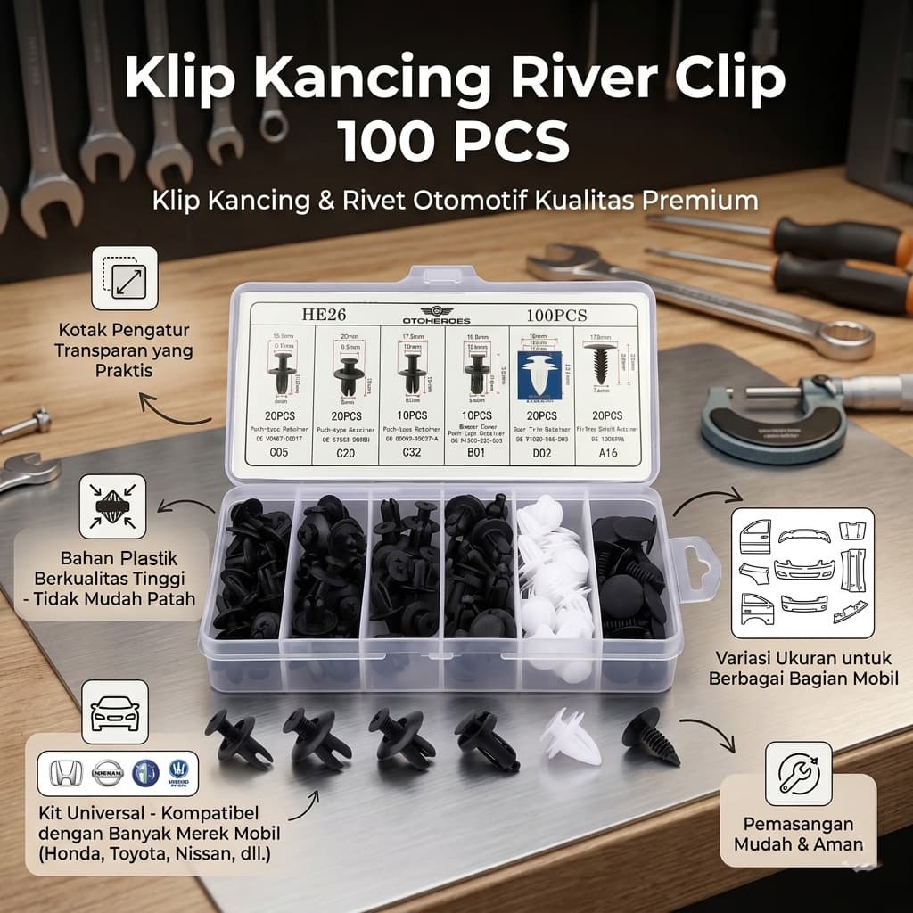 Klip Kancing Mobil Baut Rivet Clip Trim Panel 100 PCS