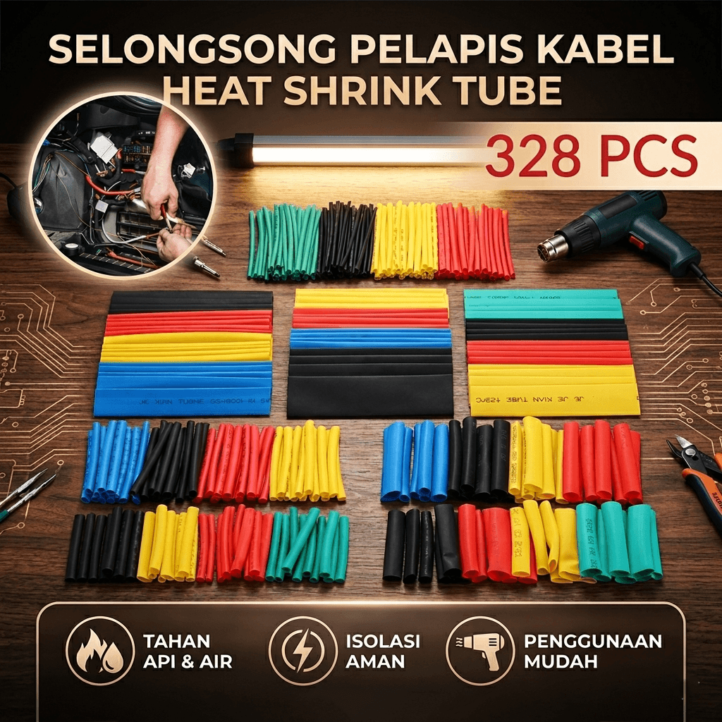 Selongsong Pelapis Kabel Insulasi Heat Shrink Tube 328 PCS