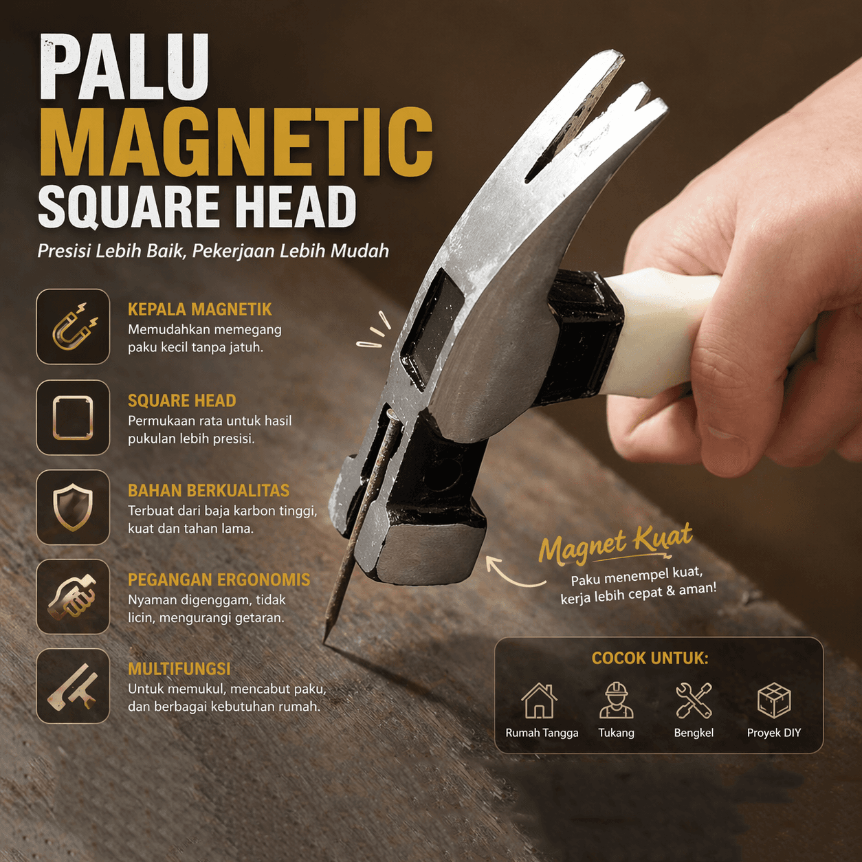 Palu Claw Hammer Magnetic Square Head - YINLONGDAO Palu Claw Hammer Magnetic Square Head - Y5130 OTBABK_HITAM Palu Claw Hammer Magnetic Square Head - YINLONGDAO Palu Claw Hammer Magnetic Square Head - Y5130 OTBABK_HITAM