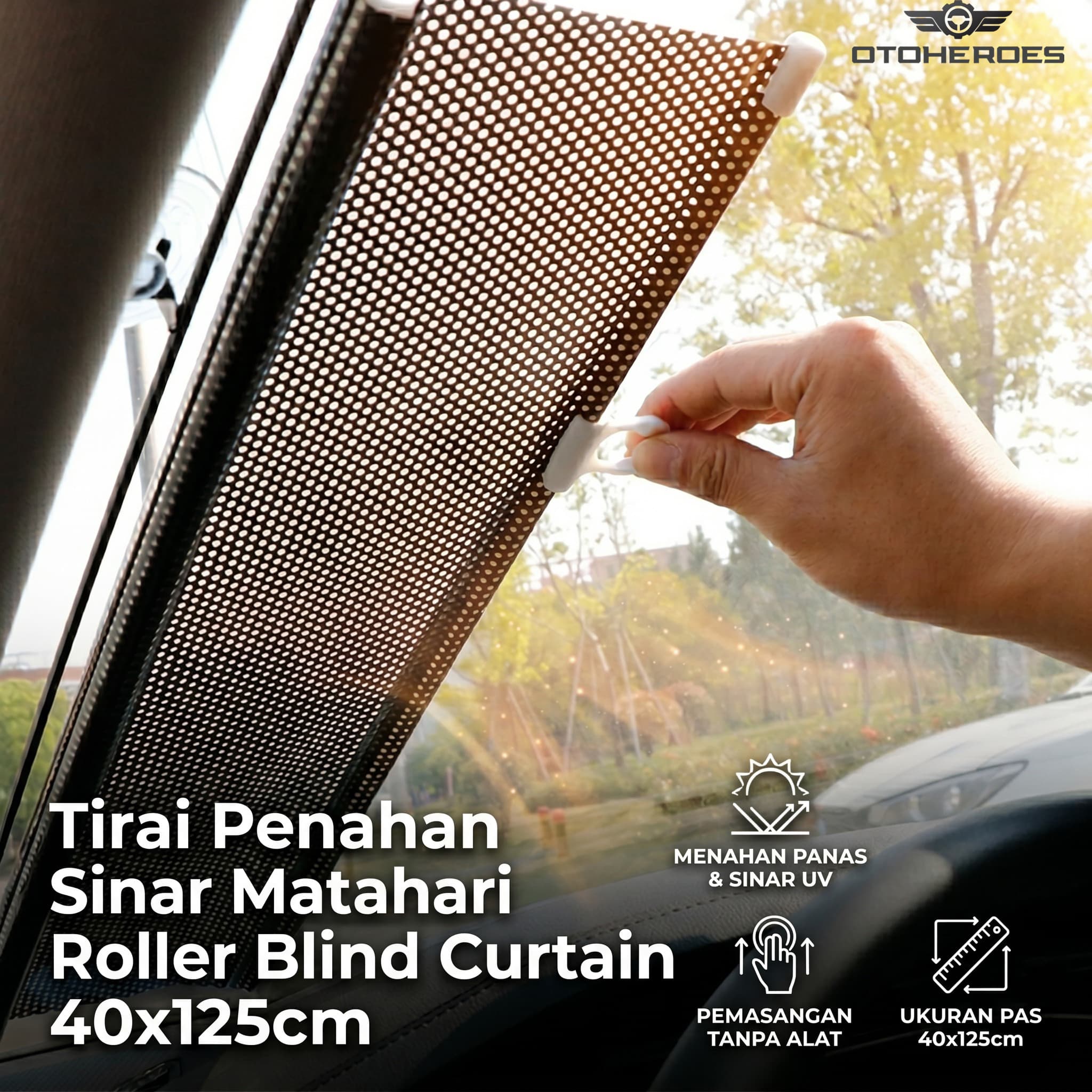 Tirai Penahan Sinar Matahari Roller Blind Curtain 40x125cm