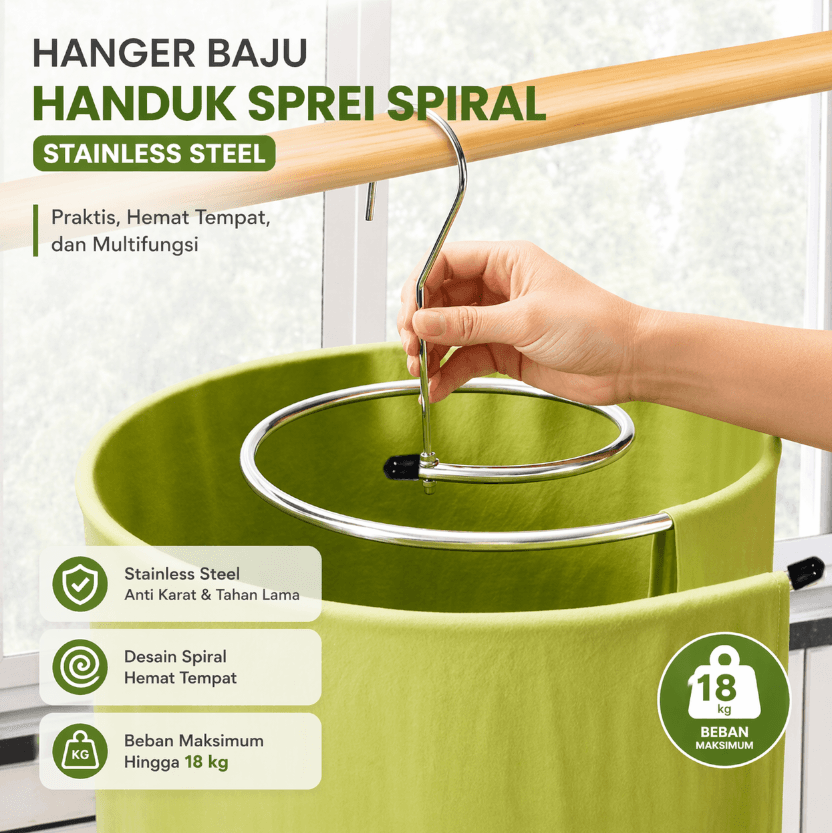 Hanger Baju Handuk Sprei Spiral Multifungsi Stainless Steel