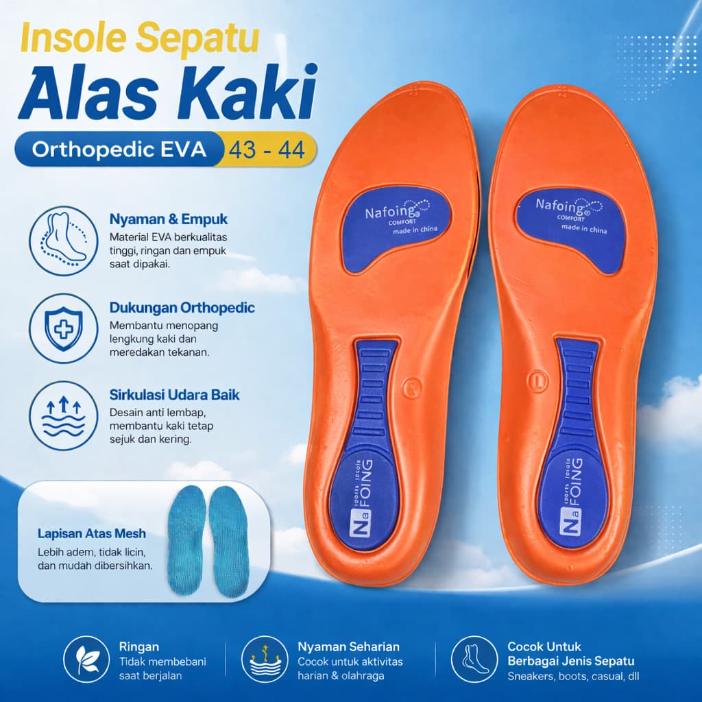 Insole Sepatu Alas Kaki Orthopedic Sole Shock Absorption EVA