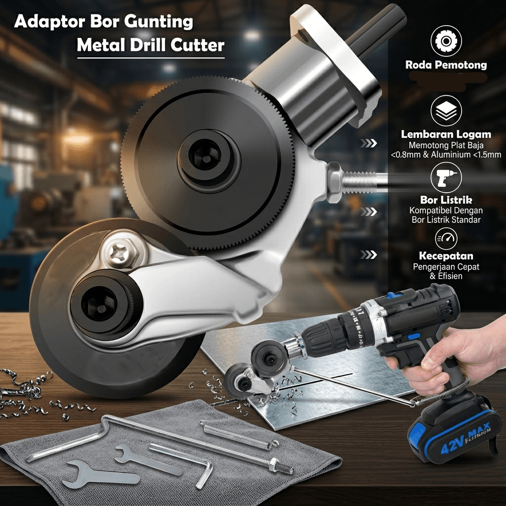 Adaptor Bor Gunting Plat Besi Metal Drill Cutter