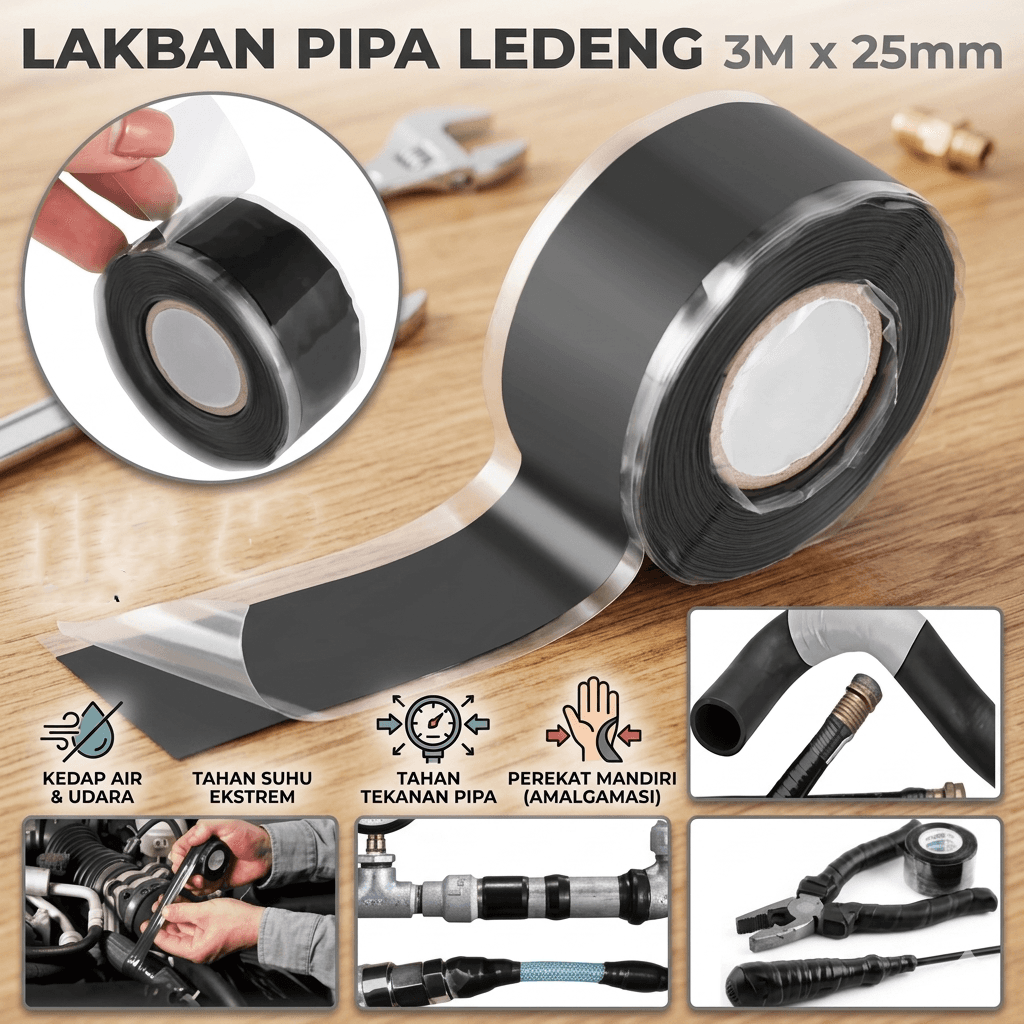 Lakban Isolasi Pipa Ledeng Leak Seal Tape 25mm