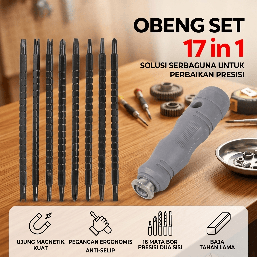 Obeng Multifunsi Chrome Vanadium Steel Set Screwdriver 17in1