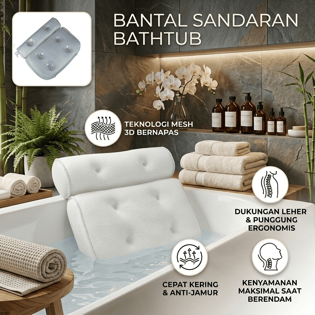 Bantal Sandaran Bathtub SPA Pillow Cushion - LemonBest Bantal Sandaran Bathtub SPA Pillow Cushion - SPC3D HXCXWH_PUTIH Bantal Sandaran Bathtub SPA Pillow Cushion - LemonBest Bantal Sandaran Bathtub SPA Pillow Cushion - SPC3D HXCXWH_PUTIH