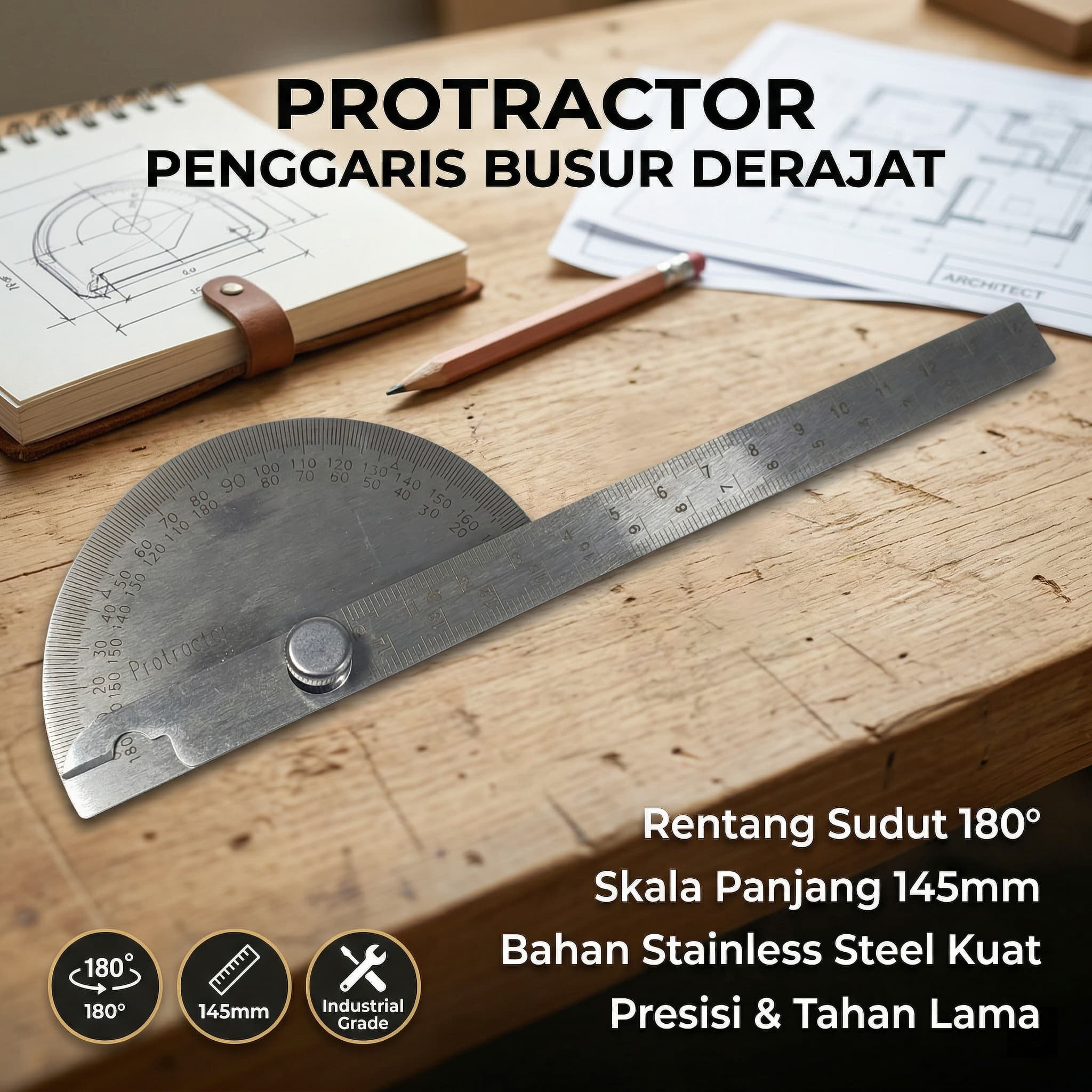 Protractor Penggaris Busur Derajat Measuring 145mm 180Degree - Protractor Penggaris Busur Derajat Measuring 145mm 180Degree - PR180 OT48SV_SILVER Protractor Penggaris Busur Derajat Measuring 145mm 180Degree - Protractor Penggaris Busur Derajat Measuring 145mm 180Degree - PR180 OT48SV_SILVER