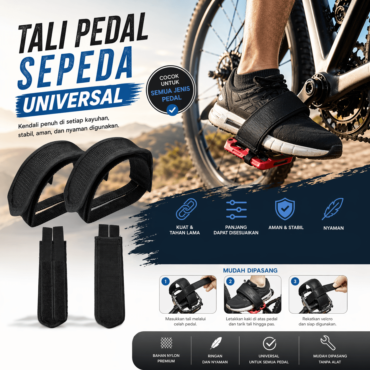 Tali Pedal Sepeda Universal Bicycle Pedal Foot Strap
