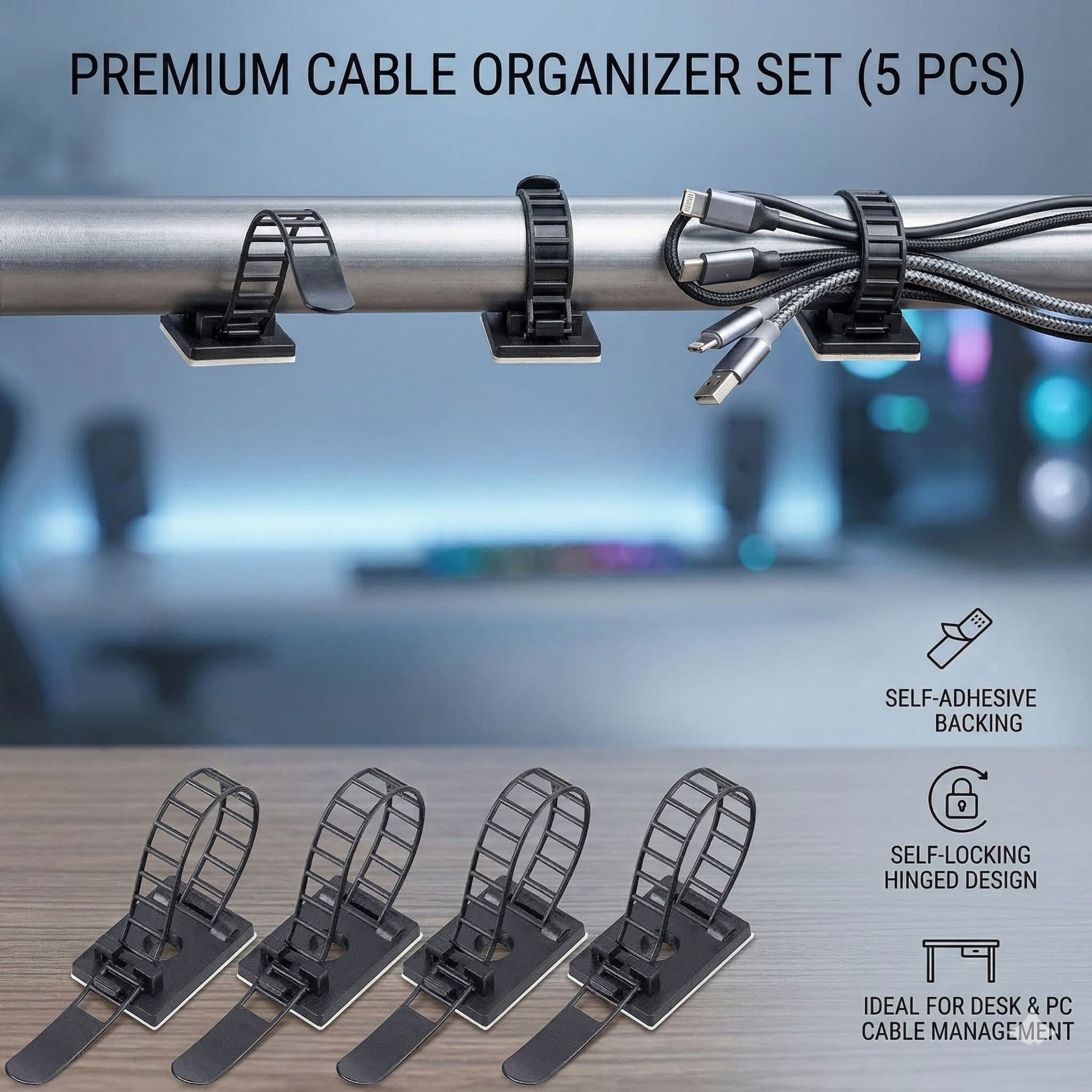 Kabel Ties Penjepit Kabel Zip Cable Organizer Nylon 5 PCS