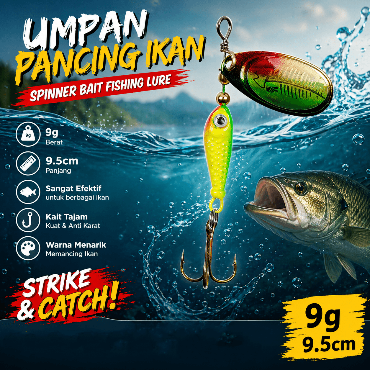 Umpan Pancing Ikan Spinner Fishing Lure 9g