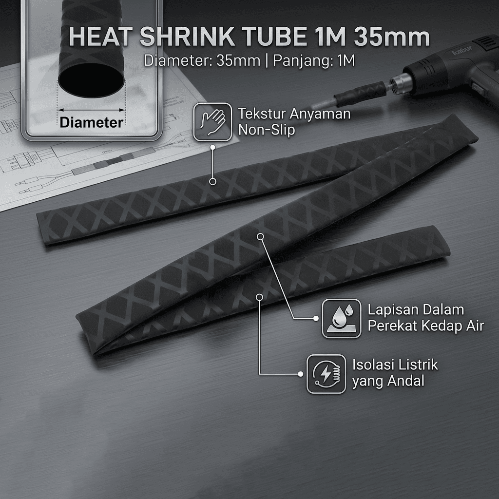 Selongsong Pelapis Kabel Insulasi Heat Shrink Tube 1M - MTLAS Selongsong Pelapis Kabel Insulasi Heat Shrink Tube 1M - JSHR-183 OTDCBK_35MM_HITAM Selongsong Pelapis Kabel Insulasi Heat Shrink Tube 1M - MTLAS Selongsong Pelapis Kabel Insulasi Heat Shrink Tube 1M - JSHR-183 OTDCBK_35MM_HITAM