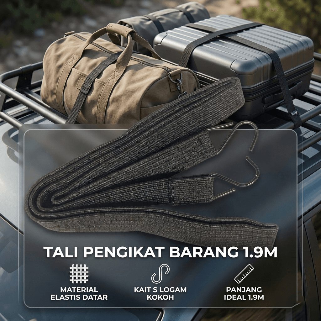 Tali Pengikat Barang Kargo Bagasi Motor Sepeda Mobil - ROPER Tali Strap Pengikat Barang Suitcase Cargo Rope 1.9M - R205 HTBSBK_HITAM Tali Pengikat Barang Kargo Bagasi Motor Sepeda Mobil - ROPER Tali Strap Pengikat Barang Suitcase Cargo Rope 1.9M - R205 HTBSBK_HITAM