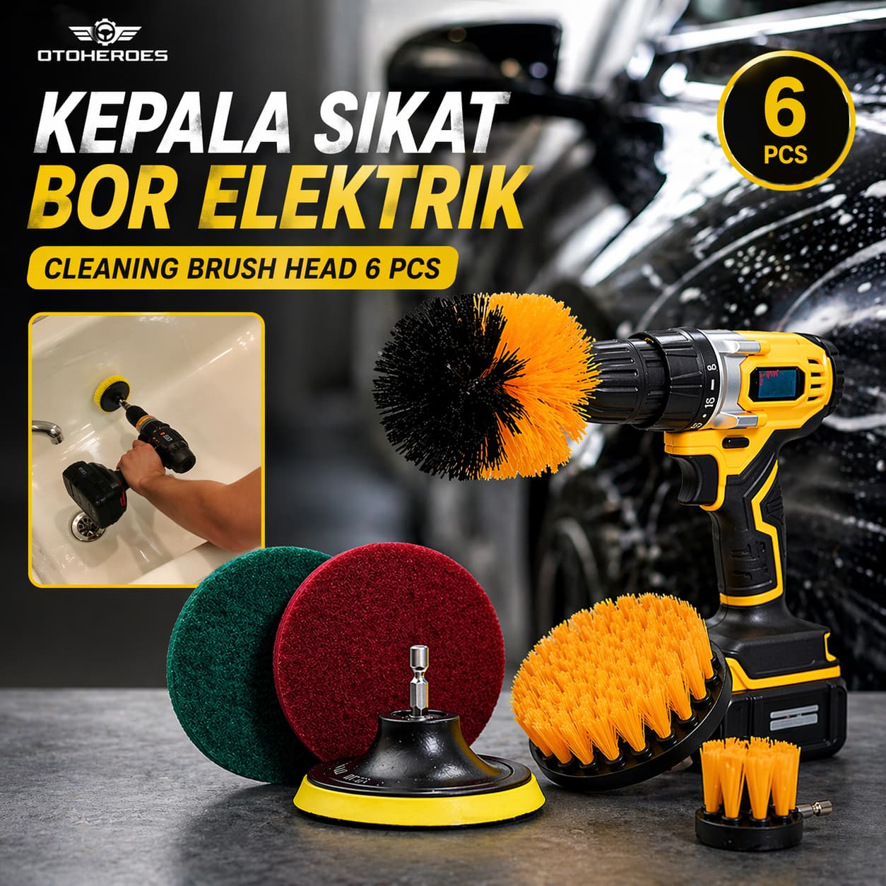 Kepala Sikat Poles Mobil Elektrik Cleaning Brush Head 6 PCS