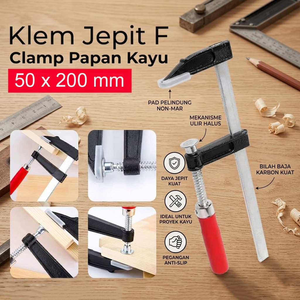 Klem F Clamp Jepit Papan Kayu Heavy Duty Woodworking