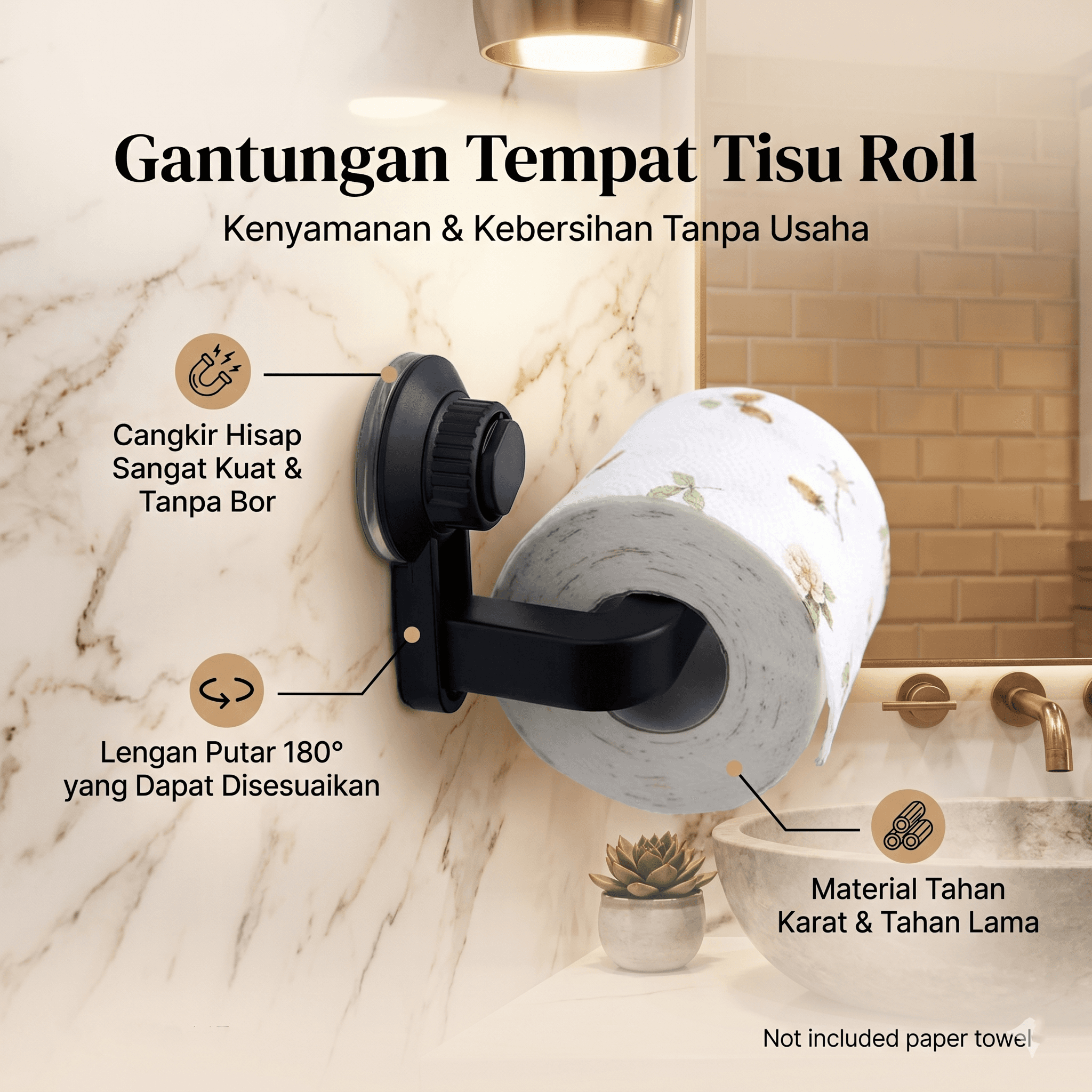 Gantungan Tempat Tisu Toilet Suction Cup