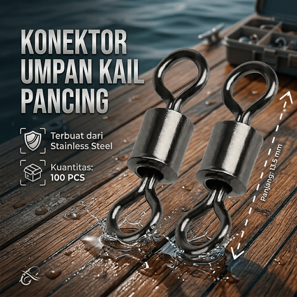 Konektor Umpan Kail Pancing Stainless Steel 5# 100 PCS