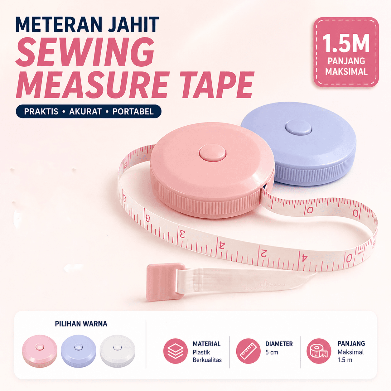 Meteran Jahit Sewing Measure Tape 1.5M