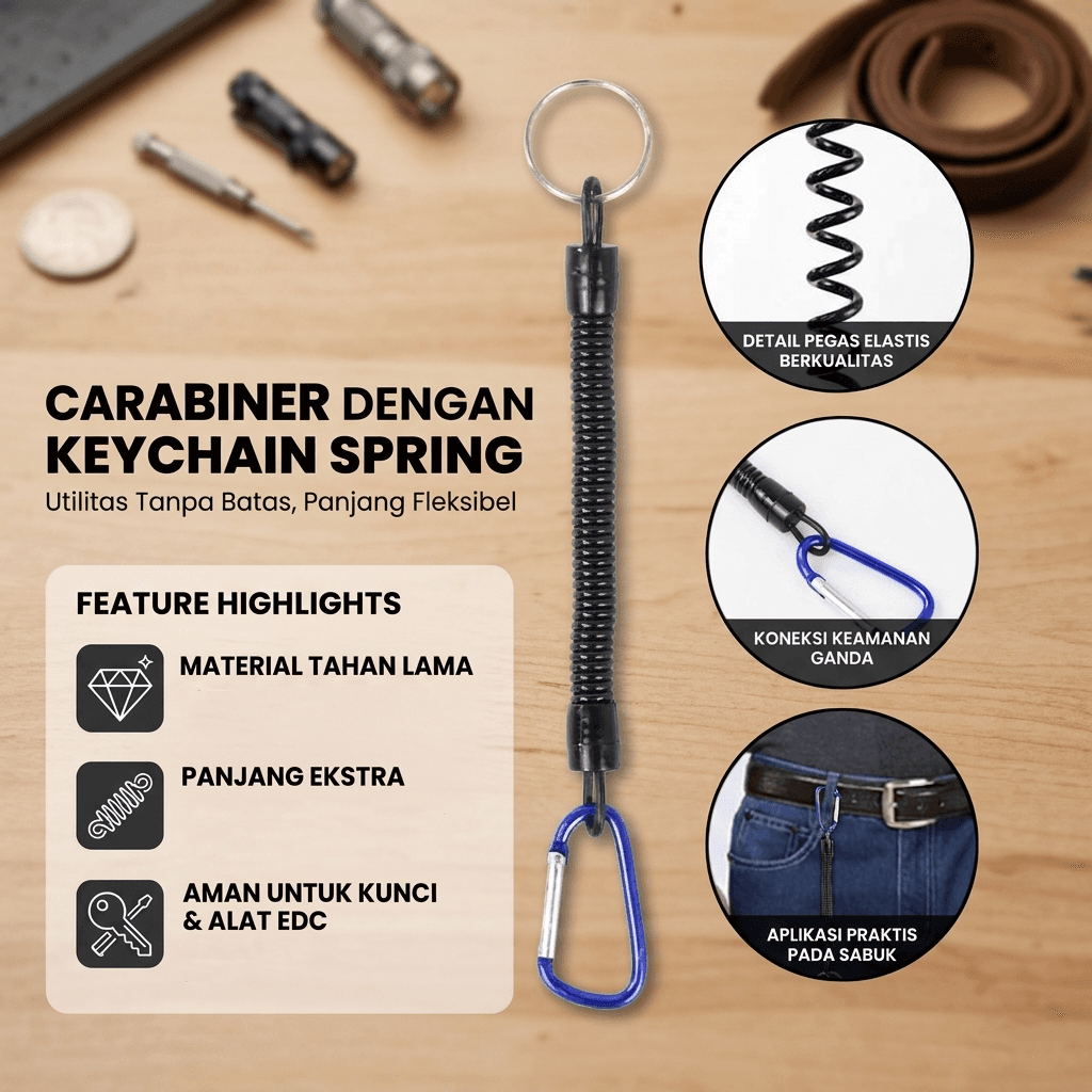 Carabiner dengan Keychain Per Panjang