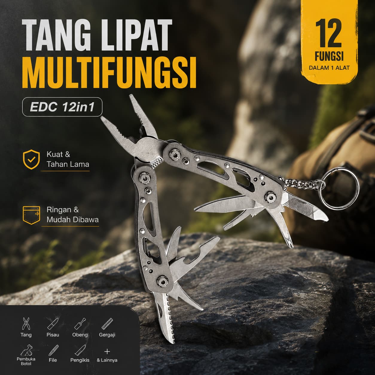 Tang Lipat Multifungsi Survival Multi-Tools EDC Pliers 12in1 - JIPI Tang Lipat Multifungsi Survival Multitool EDC Pliers 12in1 - J-10CM HASPSV_SILVER Tang Lipat Multifungsi Survival Multi-Tools EDC Pliers 12in1 - JIPI Tang Lipat Multifungsi Survival Multitool EDC Pliers 12in1 - J-10CM HASPSV_SILVER