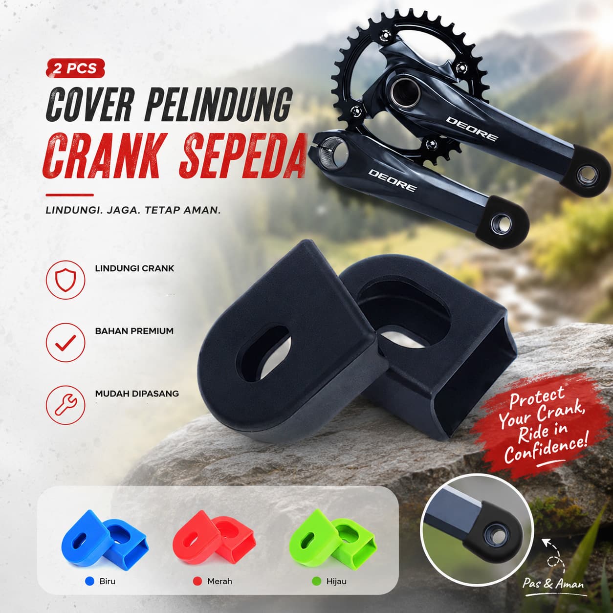 Cover Pelindung Crank Sepeda Silicone Bicycle Arm Protector 2 PCS