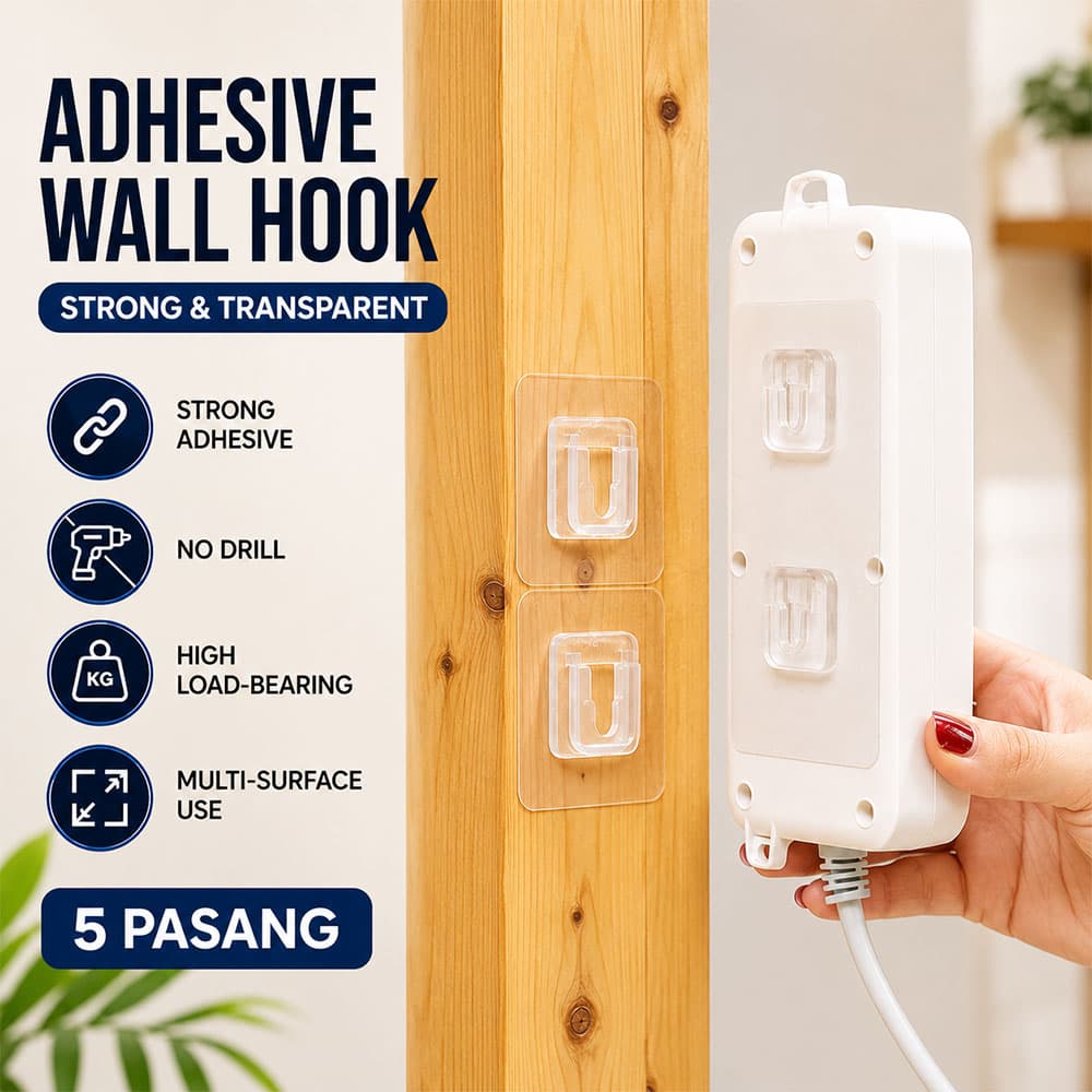 Rak Gantungan Hook Wall Hanger Adhesive 5.8x5.8cm 5 Pasang - TCMAKE Rak Gantungan Hook Wall Hanger Adhesive 5.8x5.8cm 5 Pasang - TC21 HZJHTP_TRANSPARAN Rak Gantungan Hook Wall Hanger Adhesive 5.8x5.8cm 5 Pasang - TCMAKE Rak Gantungan Hook Wall Hanger Adhesive 5.8x5.8cm 5 Pasang - TC21 HZJHTP_TRANSPARAN