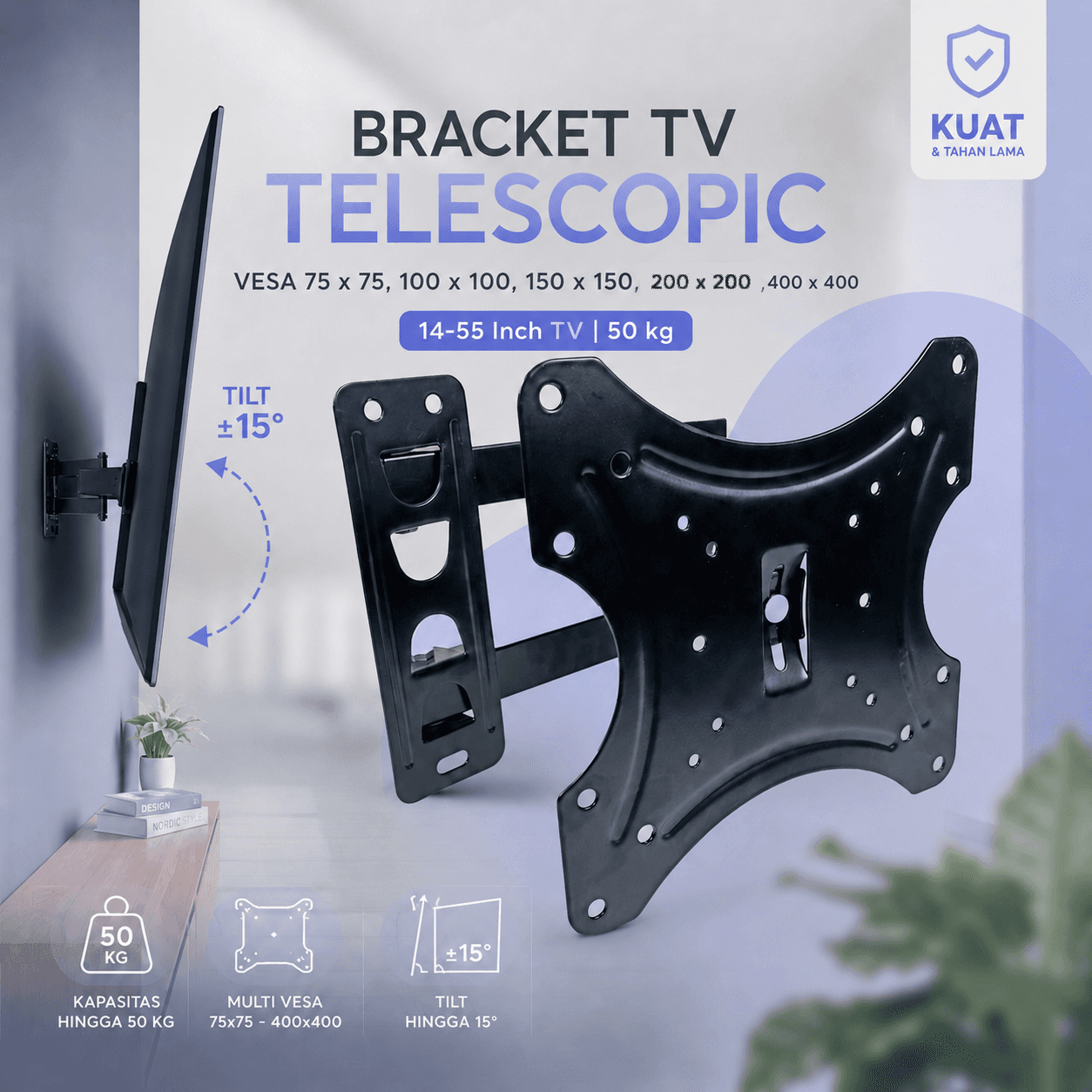 Bracket TV Telescopic VESA 400x400 for 14-55 Inch TV