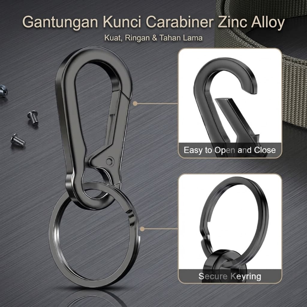 Gantungan Kunci Carabiner Stainless Alloy Keychain