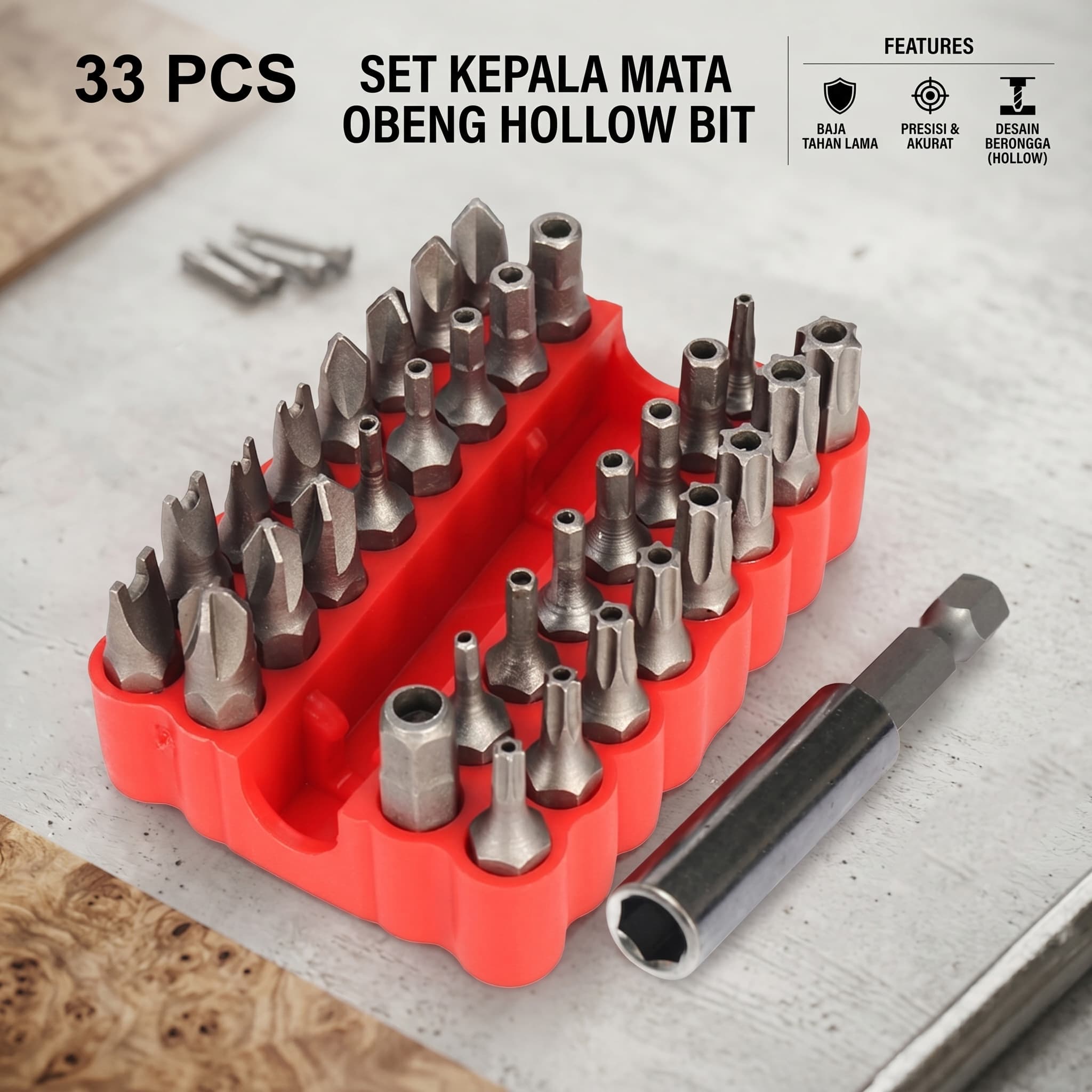 Kepala Mata Obeng Screwdriver Hollow Bit 33 PCS