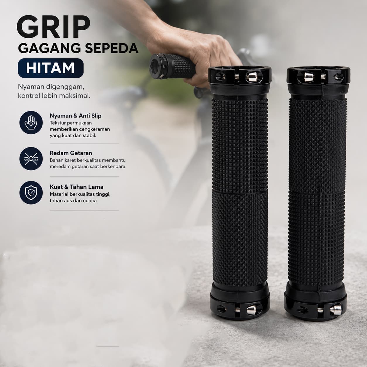 Grip Gagang Sepeda Universal Bicycle Handlebar Anti Slip 1 Pair - TaffSPORT Handgrip Sepeda Universal Tutup Setang Anti Slip Handlebar - CL8455 SEB2BK_HITAM Grip Gagang Sepeda Universal Bicycle Handlebar Anti Slip 1 Pair - TaffSPORT Handgrip Sepeda Universal Tutup Setang Anti Slip Handlebar - CL8455 SEB2BK_HITAM
