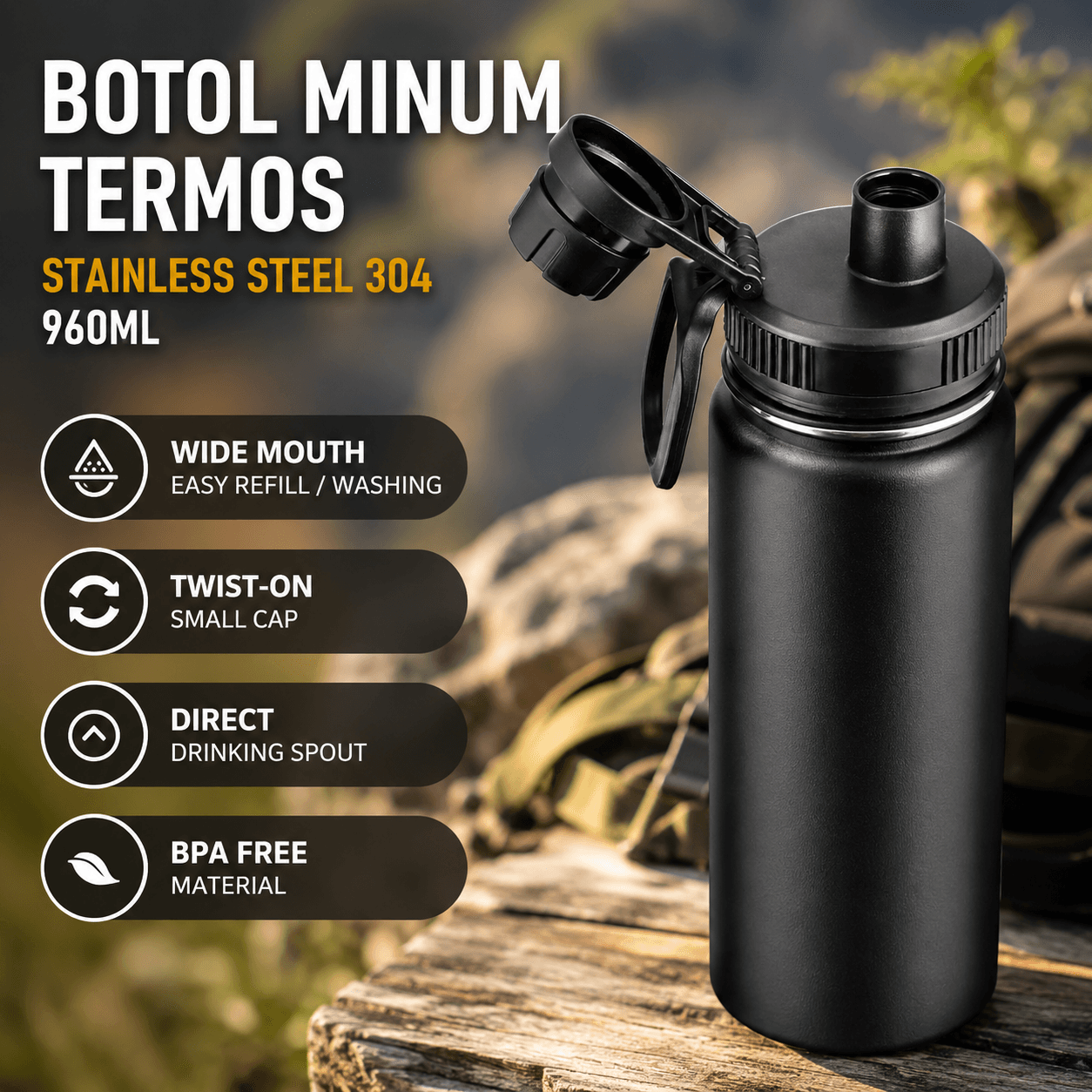 Botol Minum Termos Stainless Steel 304 960ml
