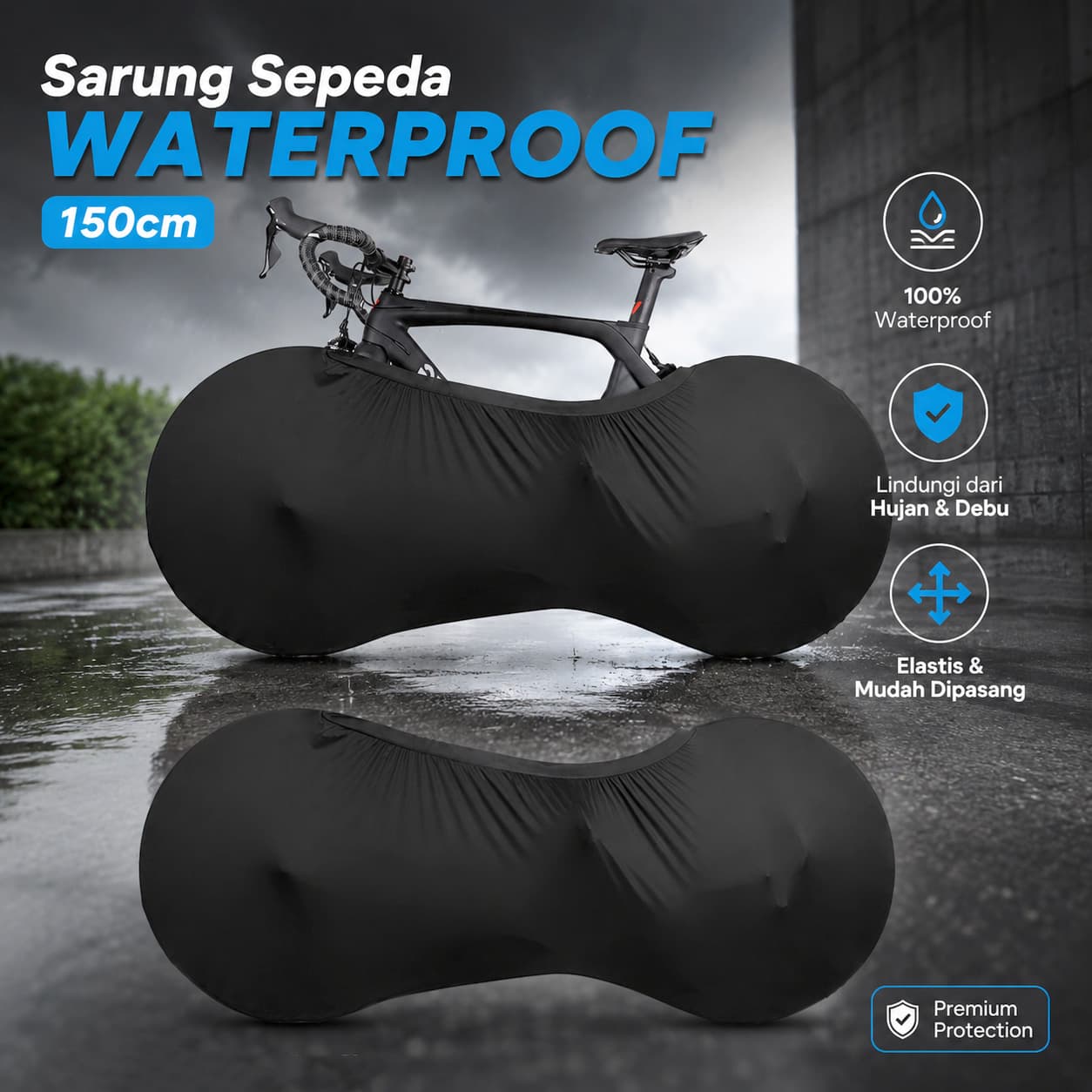 Cover Sarung Pelindung Sepeda Anti-dust - WEST BIKING Sarung Sepeda Waterproof Katun Spandeks Bike Cover - 355G RSACBK_HITAM_150_CM Cover Sarung Pelindung Sepeda Anti-dust - WEST BIKING Sarung Sepeda Waterproof Katun Spandeks Bike Cover - 355G RSACBK_HITAM_150_CM