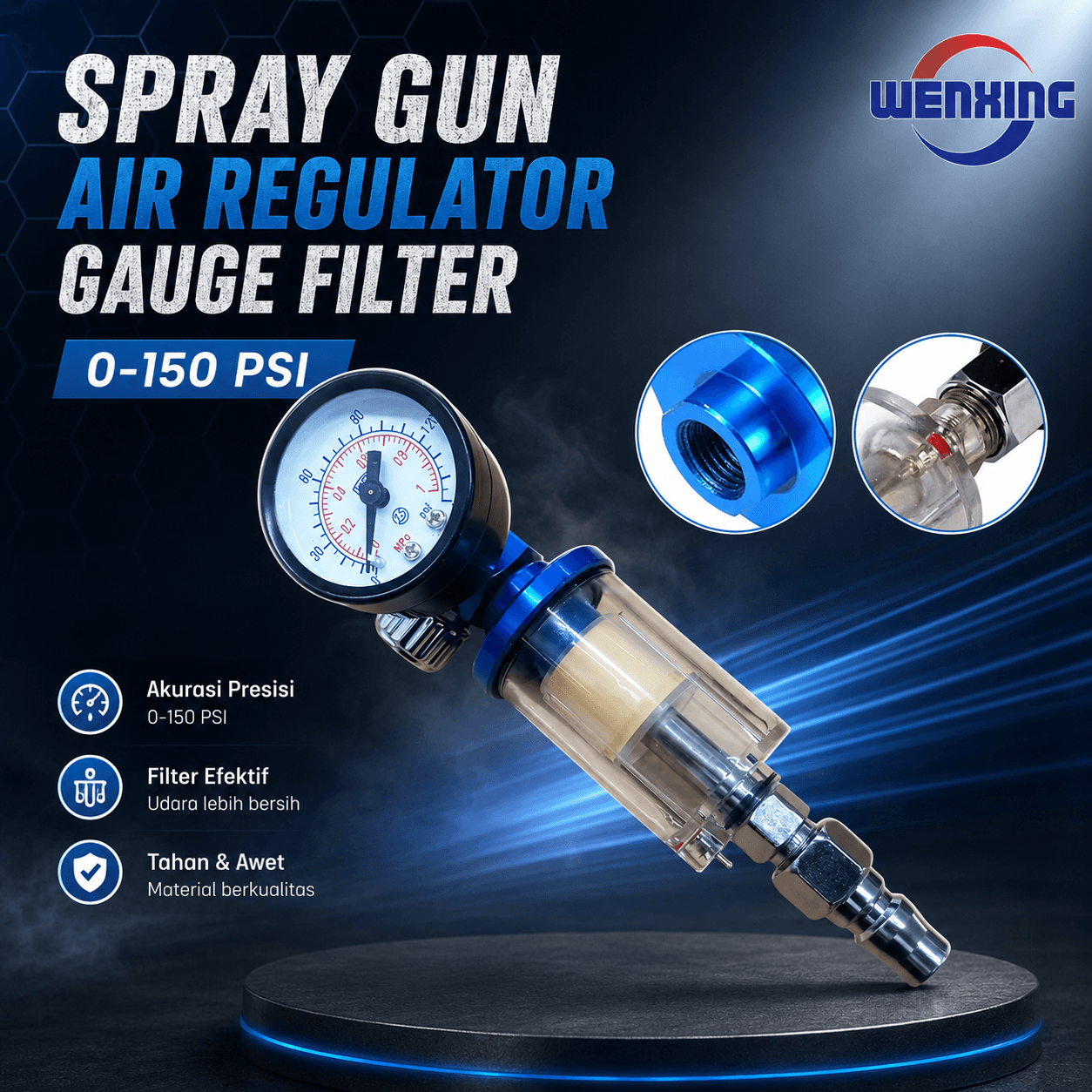 Spray Air Regulator Gauge In-line Water Filter Adapter
