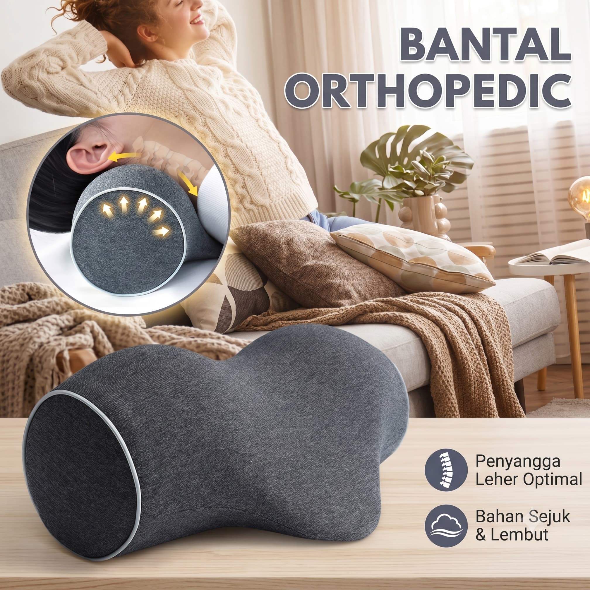 Bantal Orthopedic Cervical Pillow Antiarch Traction PU
