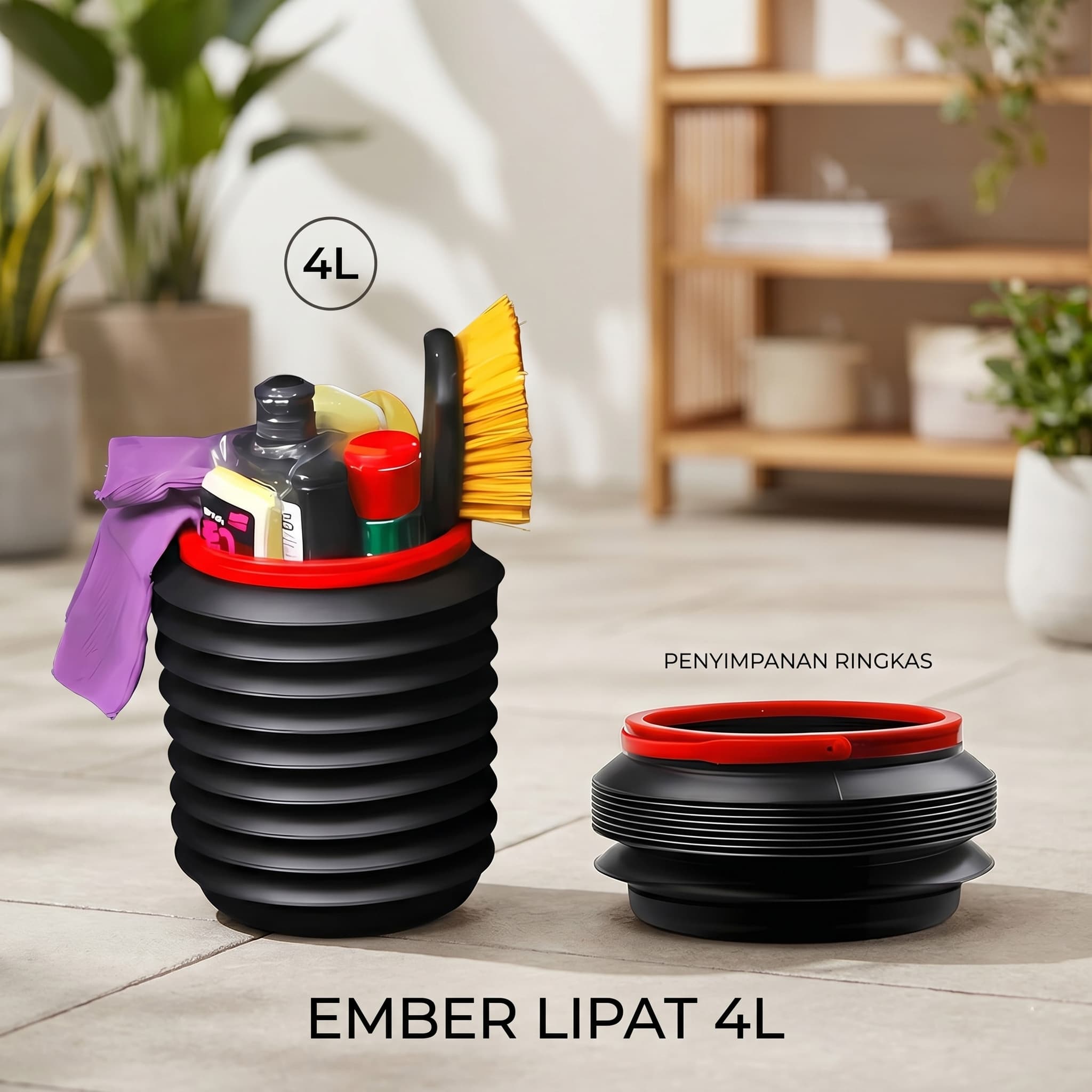 Ember Lipat Water Bucket Storage Bucket Dustbin Portable 4L