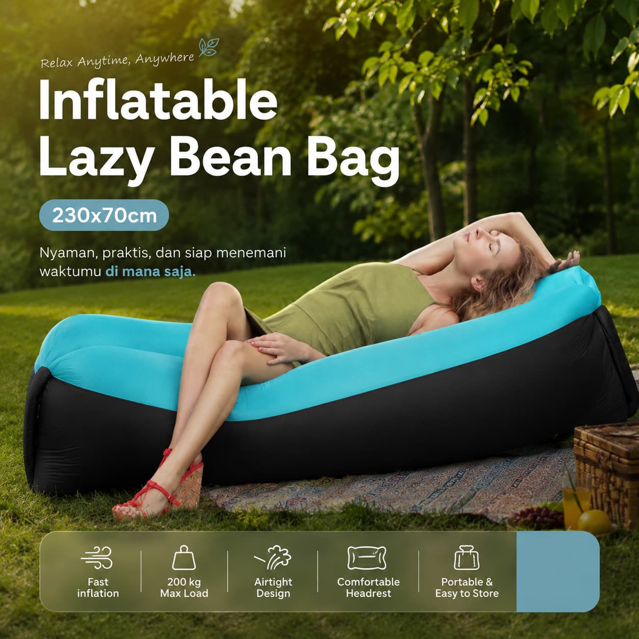 Kursi Malas Angin Sofa Airbed Inflatable Lazy Bean Bag 230x70cm - ZXZ Kursi Malas Angin Sofa Airbed Inflatable Lazy Bean Bag 230x70cm - LZ081 TP5XBJ_BLACK_BLUE Kursi Malas Angin Sofa Airbed Inflatable Lazy Bean Bag 230x70cm - ZXZ Kursi Malas Angin Sofa Airbed Inflatable Lazy Bean Bag 230x70cm - LZ081 TP5XBJ_BLACK_BLUE