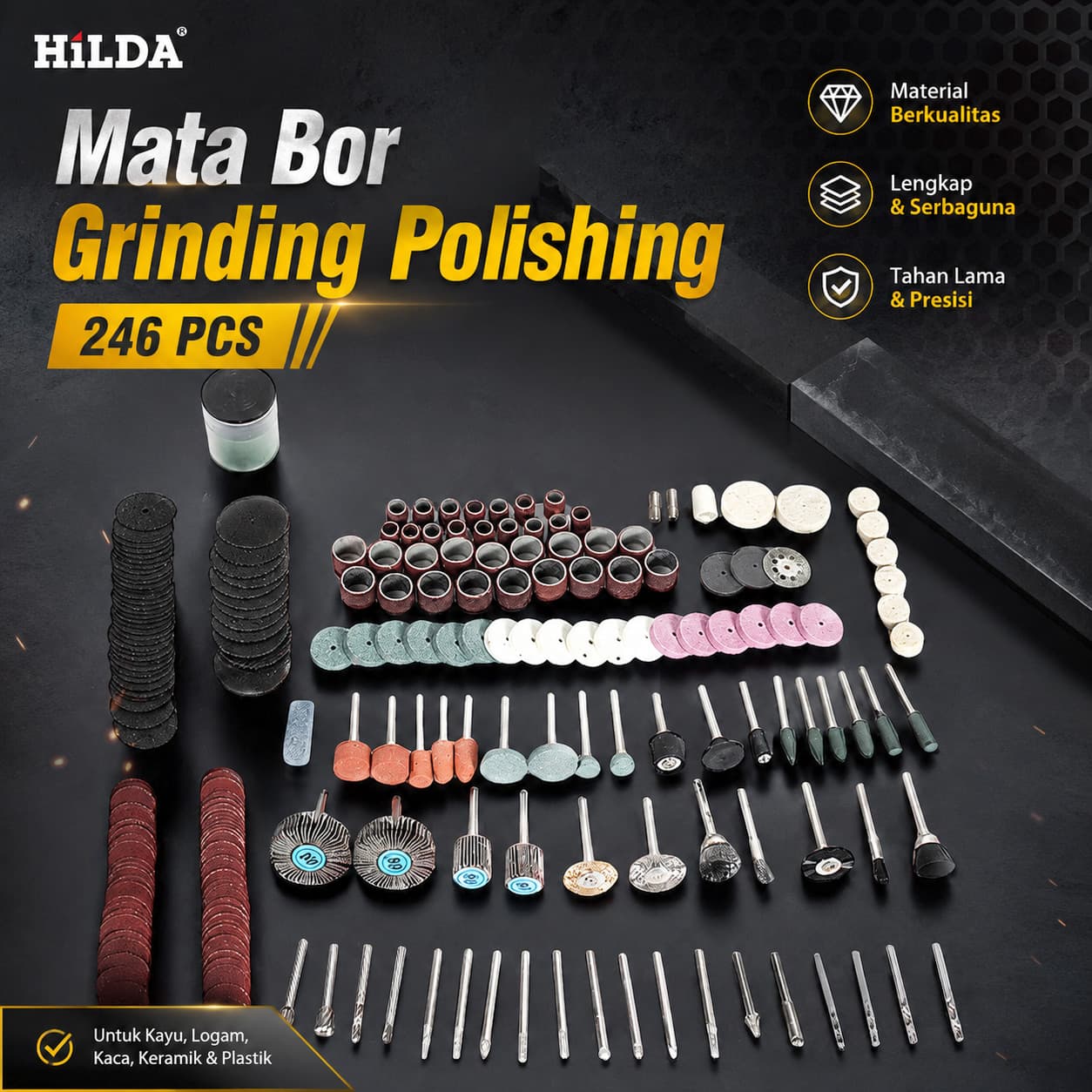 Set Mata Bor Grinding Polishing Cutting Drill 246 PCS