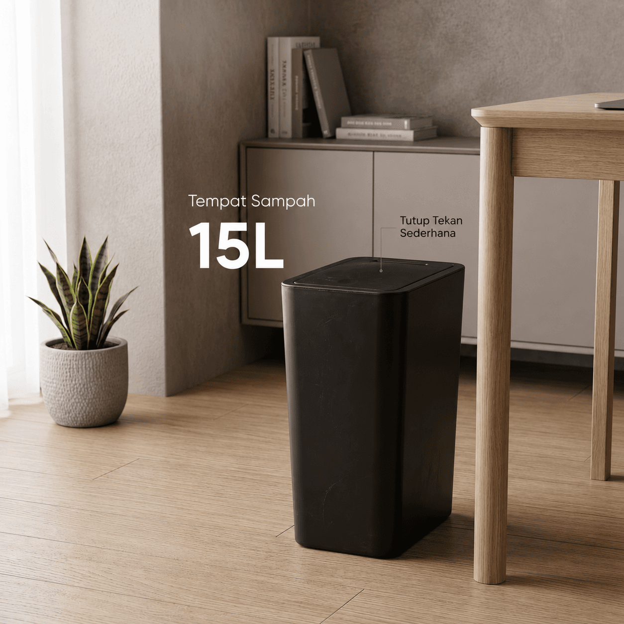 Tempat Sampah Tekan Press Trash Bin Smooth Opening - TaffHOME Tempat Sampah Tekan Press Trash Bin Smooth Opening - T15 HKP1BK_15L_HITAM Tempat Sampah Tekan Press Trash Bin Smooth Opening - TaffHOME Tempat Sampah Tekan Press Trash Bin Smooth Opening - T15 HKP1BK_15L_HITAM