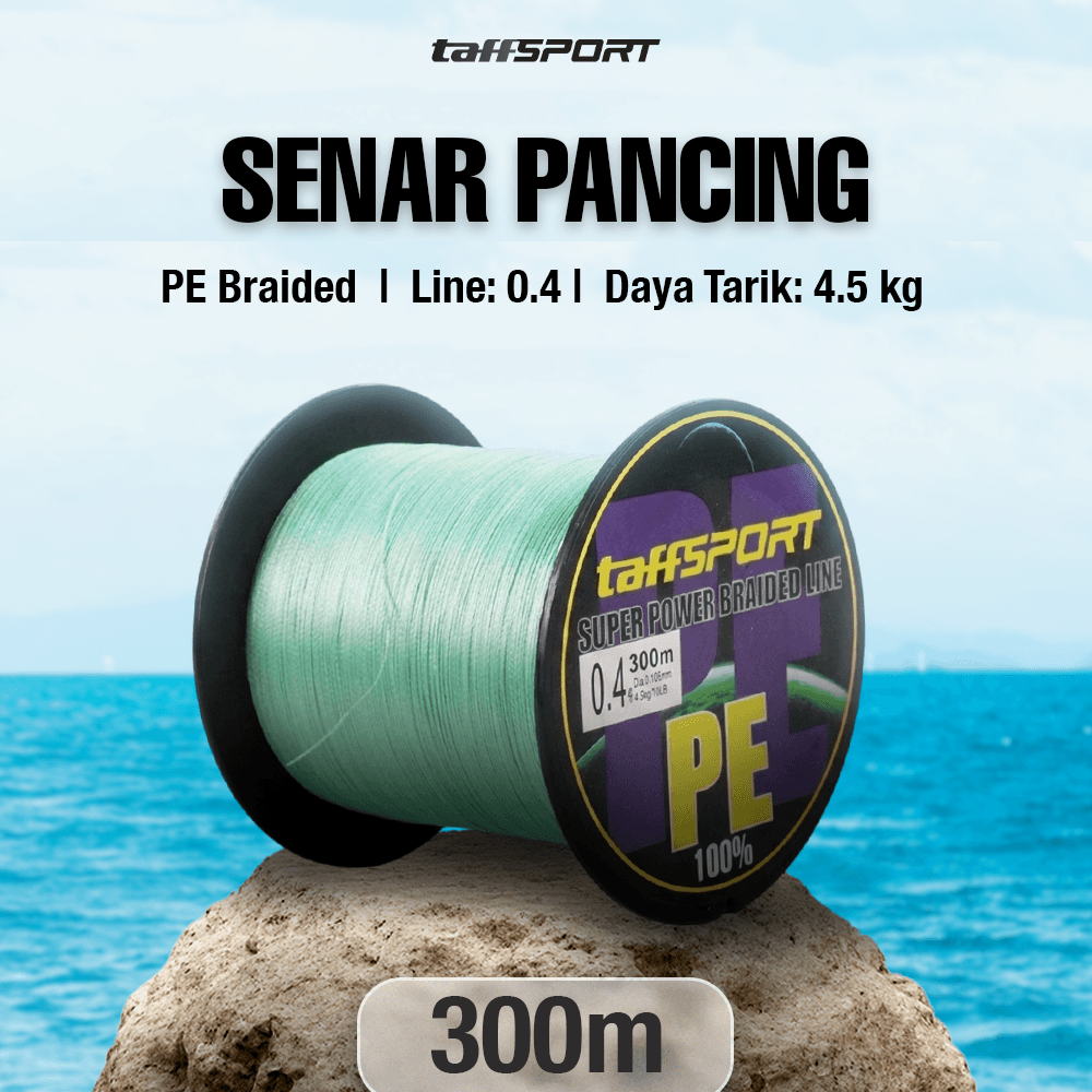 Senar Tali Benang Pancing Fishing Line PE Braided 300M - TaffSPORT Senar Tali Benang Pancing Fishing Line PE Braided 300M - TF102 TH01GR_0.4_HIJAU Senar Tali Benang Pancing Fishing Line PE Braided 300M - TaffSPORT Senar Tali Benang Pancing Fishing Line PE Braided 300M - TF102 TH01GR_0.4_HIJAU