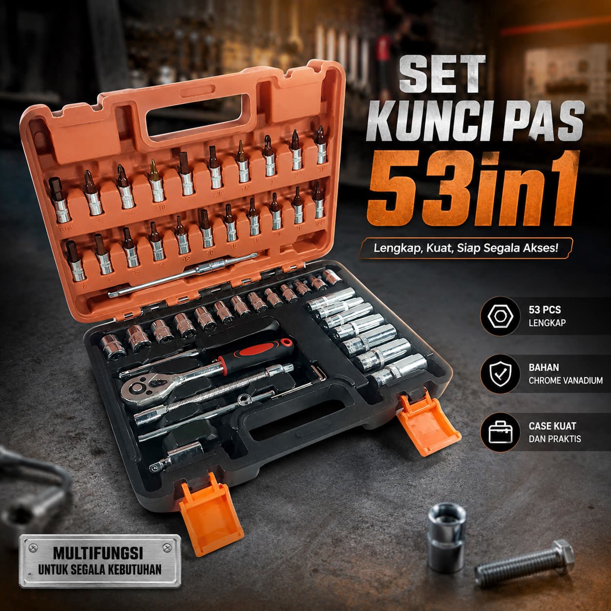 Peralatan Set Kunci Pas Professional Tools 53in1