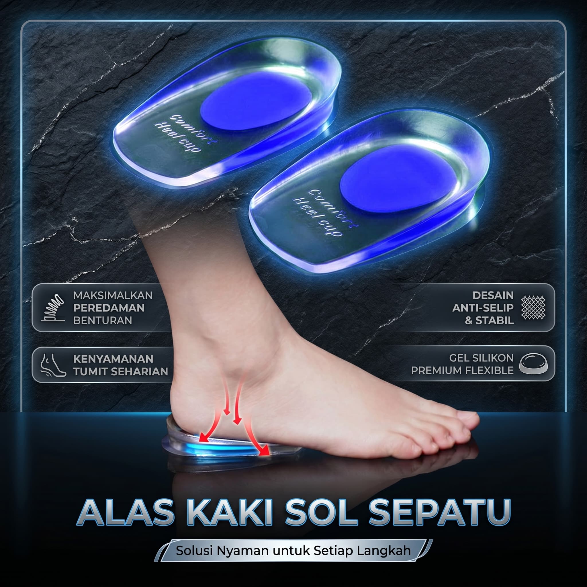 Insular Alas Kaki Sol Sepatu Pria Wanita Soft Silicone Gel Heel Pad