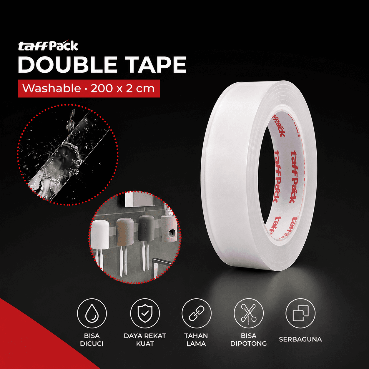 Double Tape Perekat No Trace Adhesive Washable Sticker