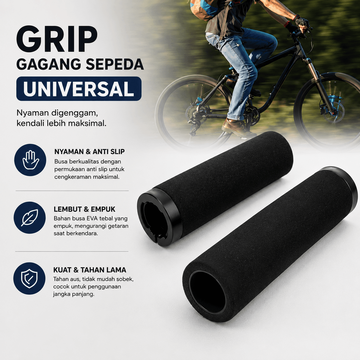 Handgrip Sepeda Bike Handlebar Grip Sponge 1 Pair - WSGO Handgrip Sepeda Universal Tutup Setang Anti Slip Handlebar Grip - W013 SEBVBK_HITAM Handgrip Sepeda Bike Handlebar Grip Sponge 1 Pair - WSGO Handgrip Sepeda Universal Tutup Setang Anti Slip Handlebar Grip - W013 SEBVBK_HITAM