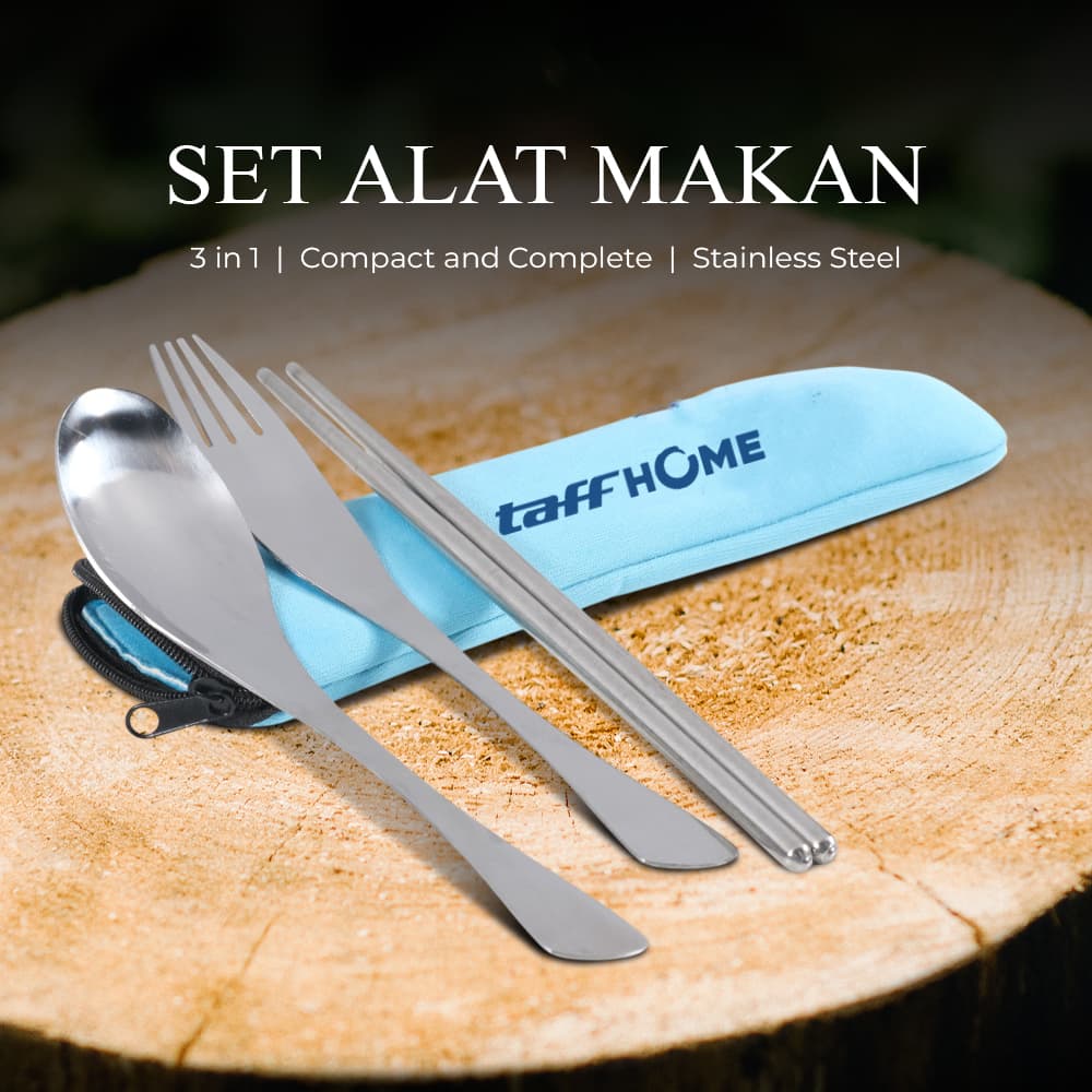 Set Alat Makan Sendok Garpu Sumpit Cutlery with Pouch
