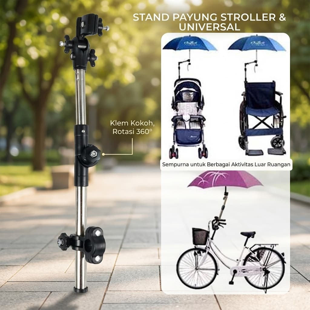 Folded Pram Stand Payung Sepeda Stroller Kereta Bayi