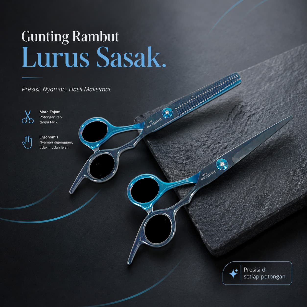 Gunting Rambut Salon Barber Lurus Sasak Paket 2in1 - Biutte.co Gunting Rambut Lurus Sasak Electroplating Stainless Steel - SH20 FH3SBL_BIRU Gunting Rambut Salon Barber Lurus Sasak Paket 2in1 - Biutte.co Gunting Rambut Lurus Sasak Electroplating Stainless Steel - SH20 FH3SBL_BIRU