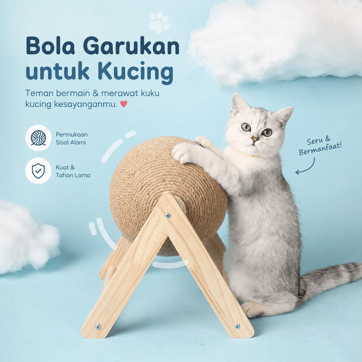 Bola Garukan Cakaran Kucing Cat Scratcher Toy - PETRAVEL Bola Garukan Cakaran Kucing Cat Scratcher Toy - PR935 TH9CBR_COKLAT Bola Garukan Cakaran Kucing Cat Scratcher Toy - PETRAVEL Bola Garukan Cakaran Kucing Cat Scratcher Toy - PR935 TH9CBR_COKLAT