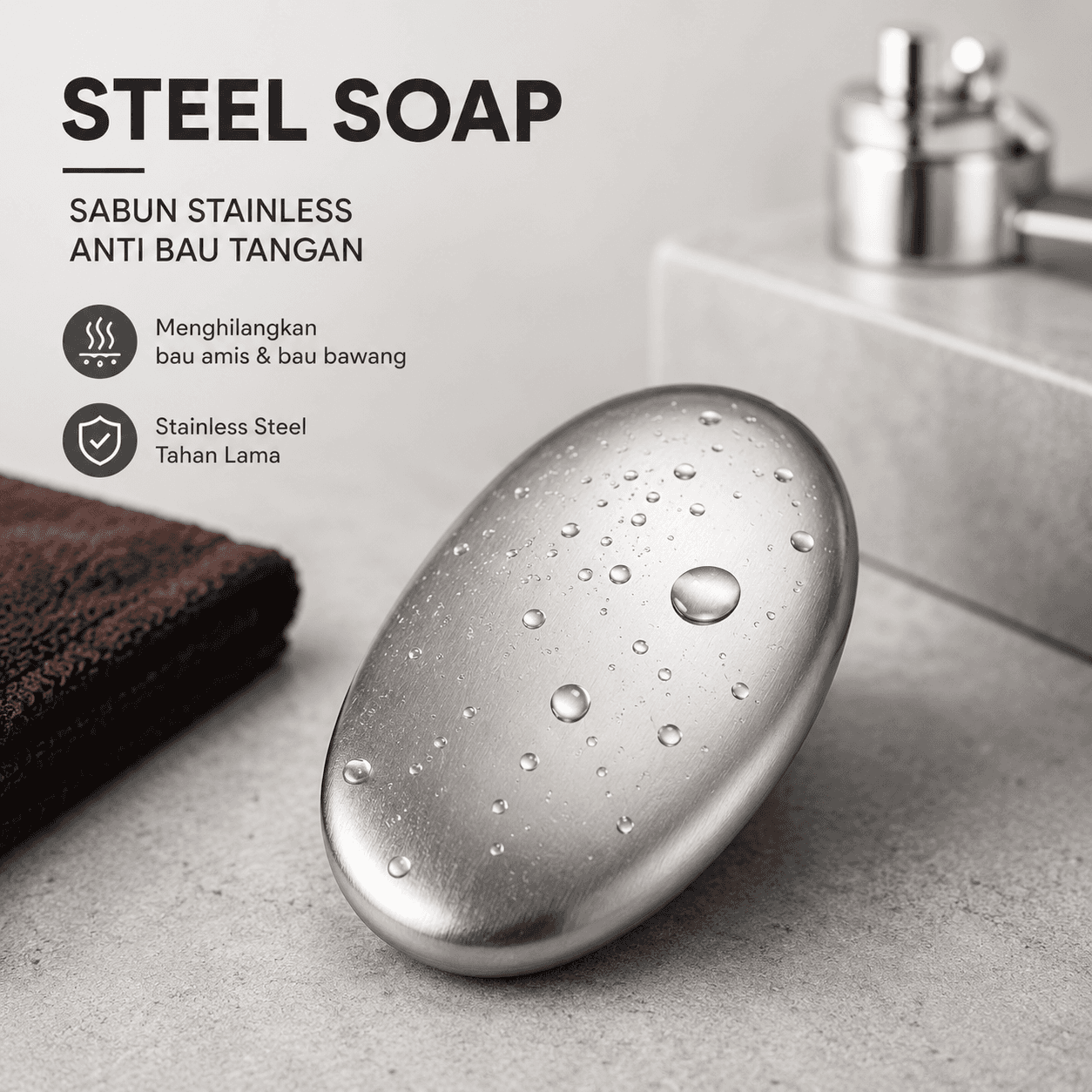 Steel Soap Sabun Cuci Tangan Stainless - Steel Soap Sabun Stainless Anti Bau Tangan Odor Remove - HW071 HZ60SV_SILVER Steel Soap Sabun Cuci Tangan Stainless - Steel Soap Sabun Stainless Anti Bau Tangan Odor Remove - HW071 HZ60SV_SILVER