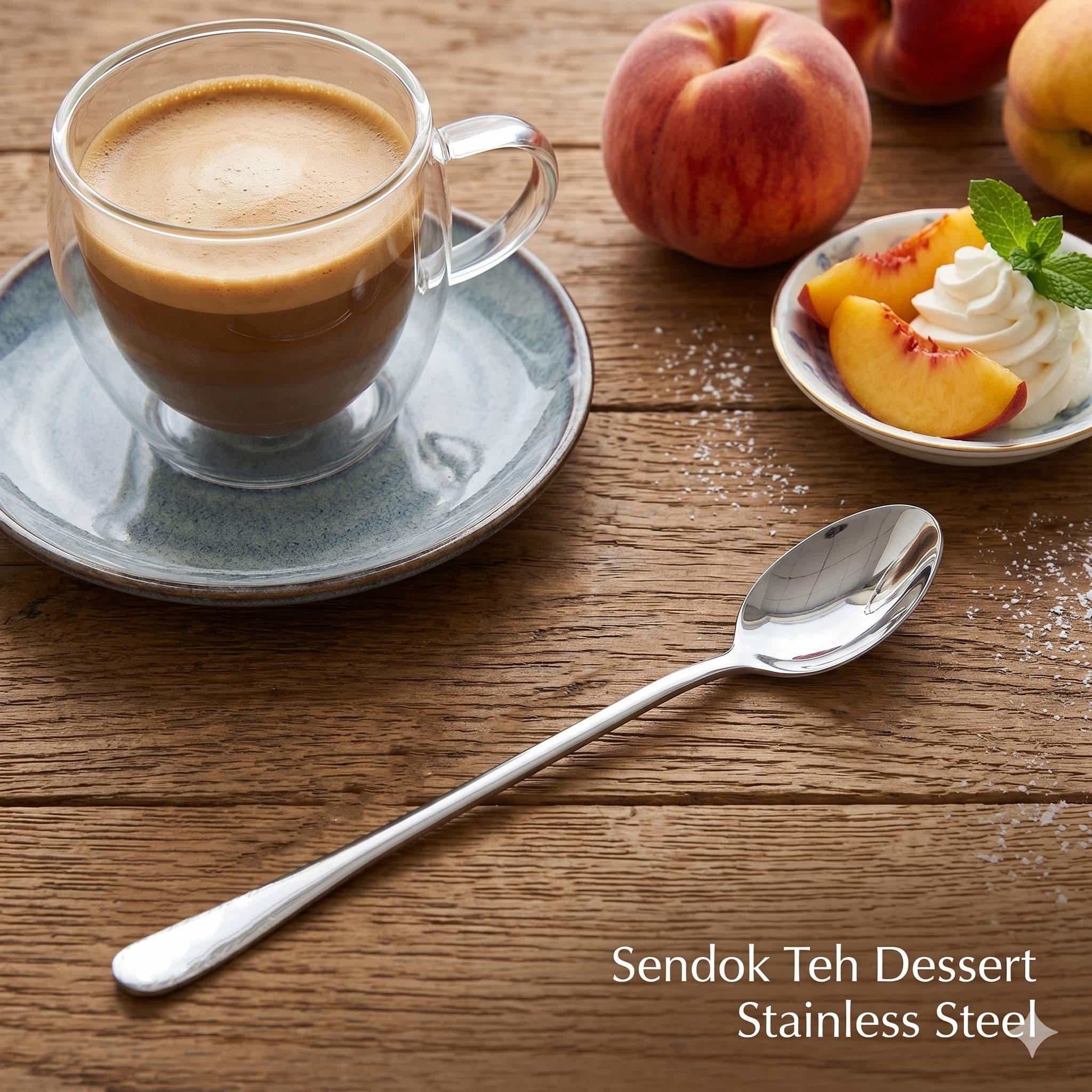 Sendok Teh Dessert Gagang Panjang Long Spoon Stainless Steel