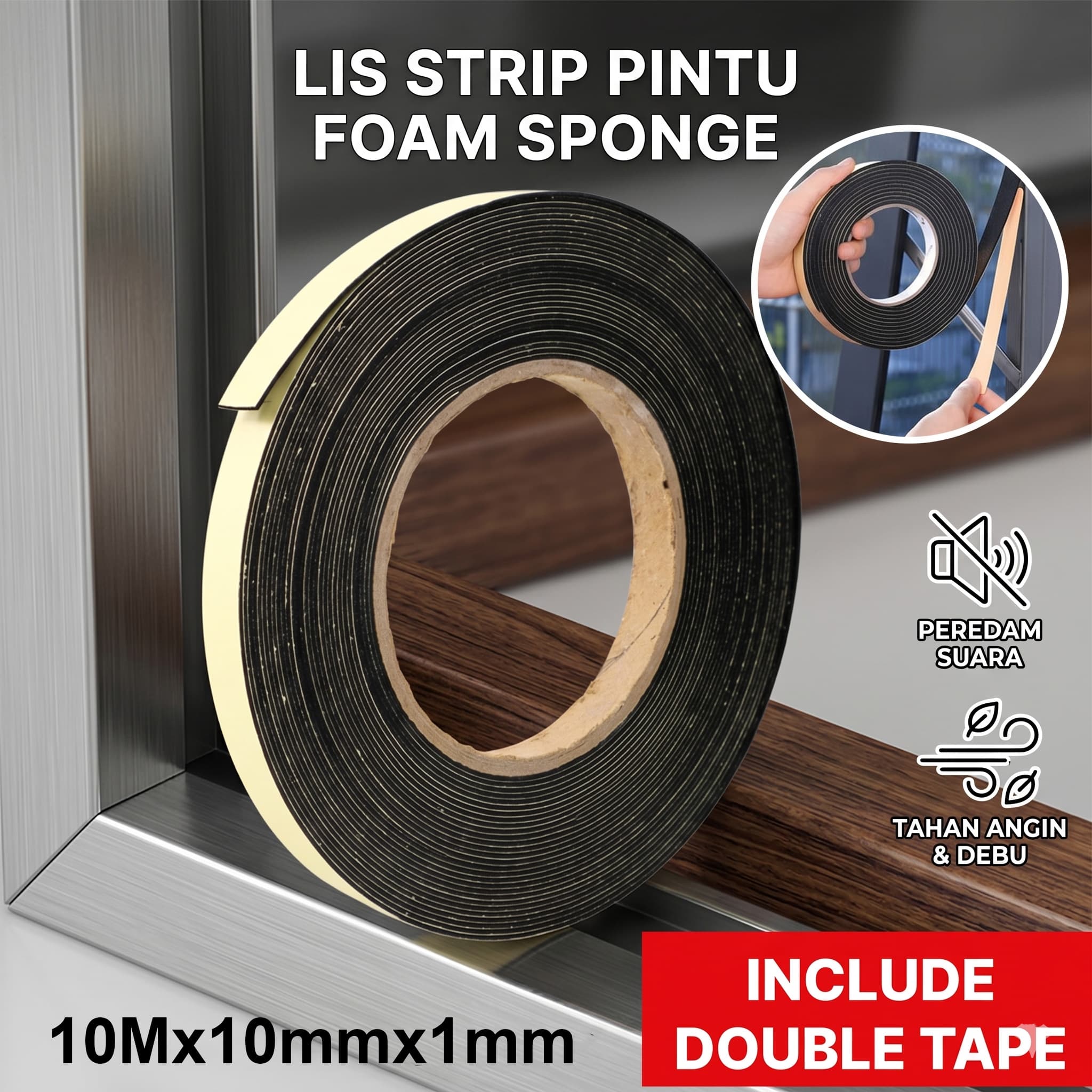 Lis Strip Pintu Door Foam Sponge Rubber Seal