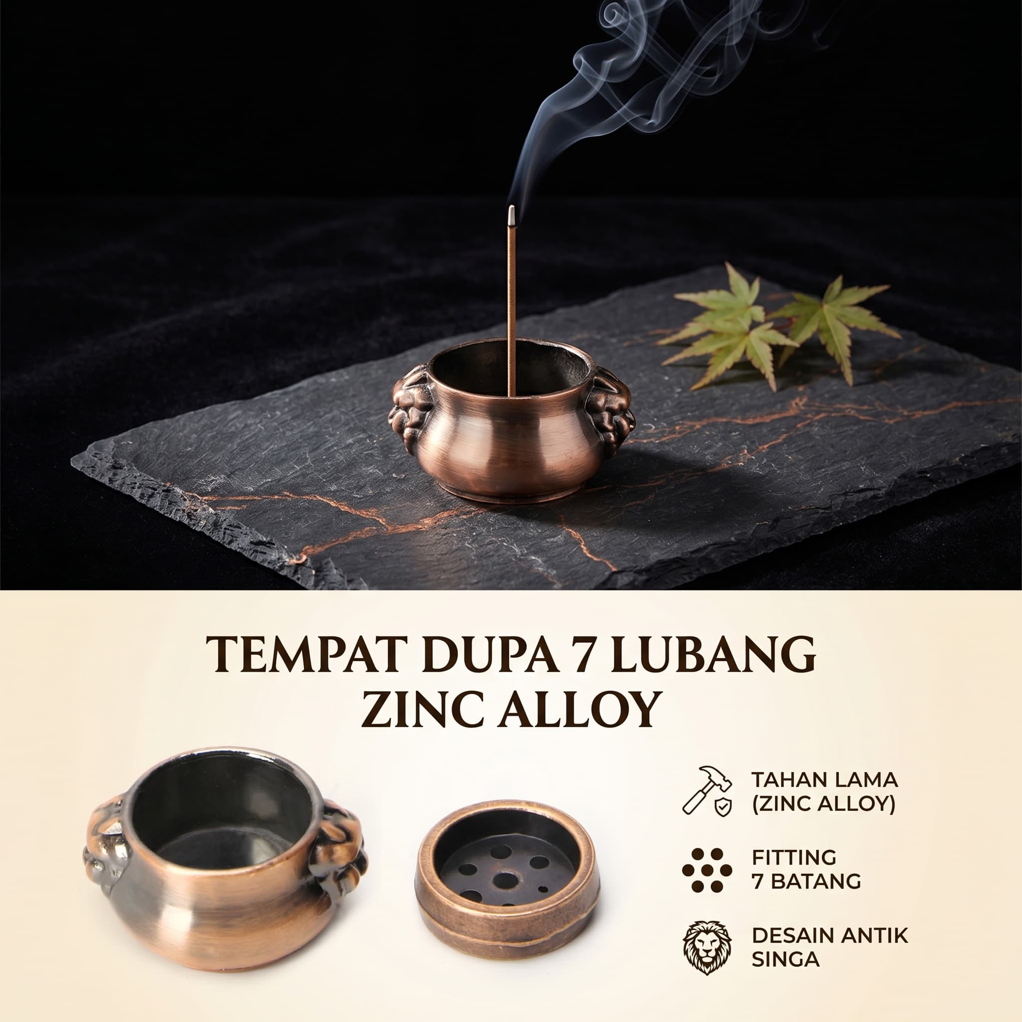 Tempat Dupa Pot Mini Incense Holder 7 Holes Zinc Alloy - TaffHOME Tempat Dupa Pot Mini Incense Holder 7 Holes Zinc Alloy - YJ-P7 HK8BBZ_BRONZE Tempat Dupa Pot Mini Incense Holder 7 Holes Zinc Alloy - TaffHOME Tempat Dupa Pot Mini Incense Holder 7 Holes Zinc Alloy - YJ-P7 HK8BBZ_BRONZE